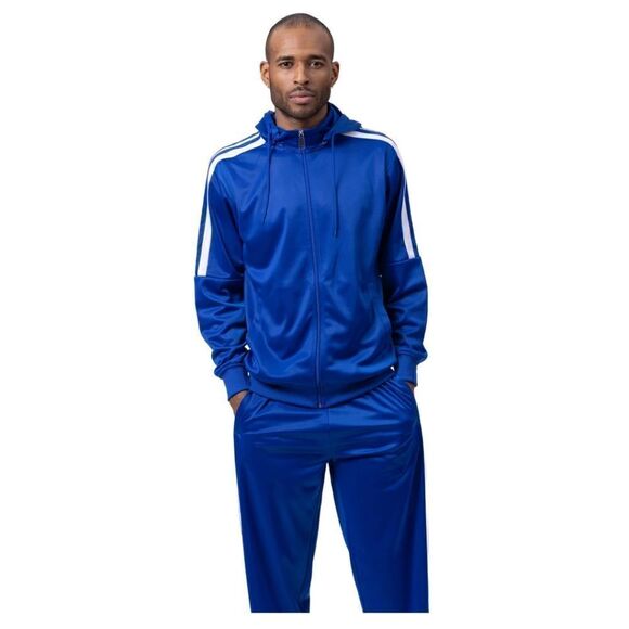 MEN'S MONTIQUE ROYAL 2 PIECE SPORT TRACK SUIT WITH DETACHABLE HOOD. JS28. - Picture 1 of 3